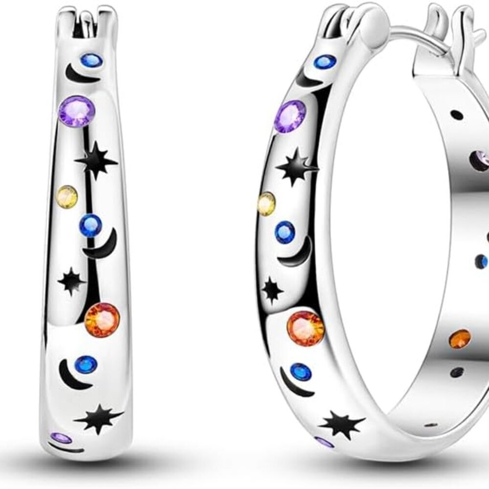 Sterling Silver Hoop Earrings Women 5A Cubic Zirconia Gift Jewelry
